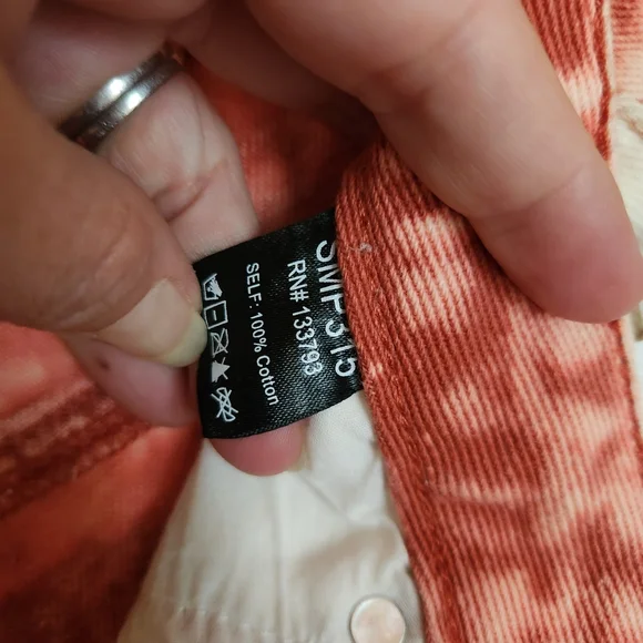 POL 💜 NWT Acid Wash Red White Straight Crop Distressed Jeans Grunge Boho S X24" - Picture 10 of 13